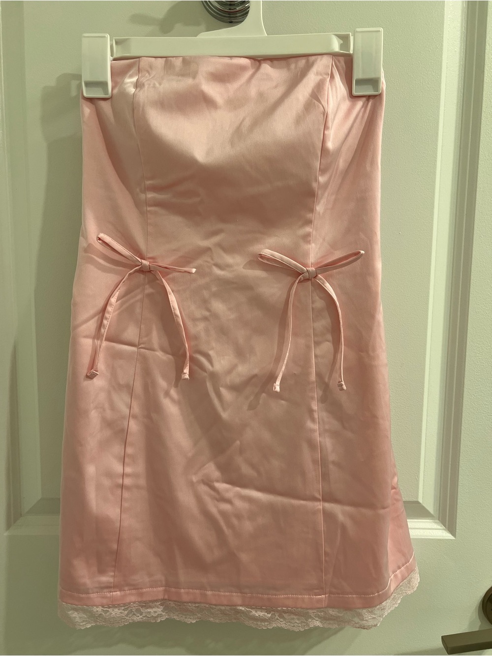 Hollister Pink Satin Mini Skirt with Bow Accents
